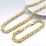 Модный египетский византийский плоский браслет и набор ожерелья, изготовленные из классической нержавеющей стали для мужчин.