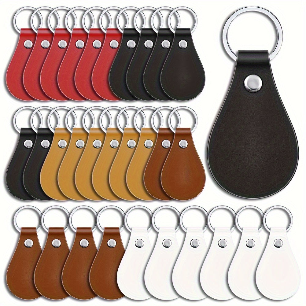 30 Pack PU Leather Key Fob Blanks with Laser Engraving for Gifting and Crafting