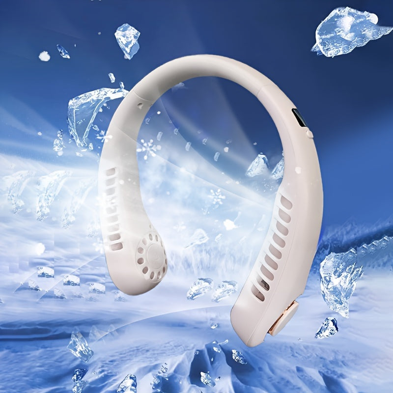 Adjustable Silicone Neck Fan with USB Charging Digital Display Lightweight Cooling Fan