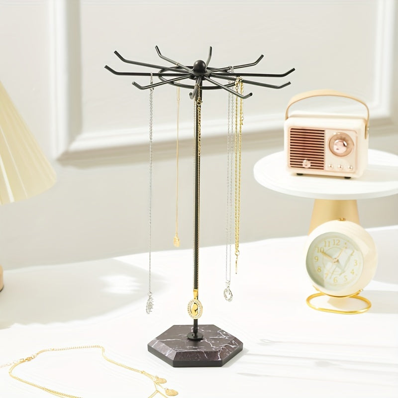 Metal Jewelry Display Rack with Rotating Stand for Necklaces Earrings Bracelets