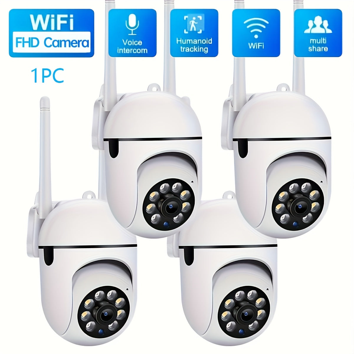 1080P WiFi Security Camera with Auto Tracking Color Night Vision Two-Way Audio Humanoid Tracking Indoor Surveillance