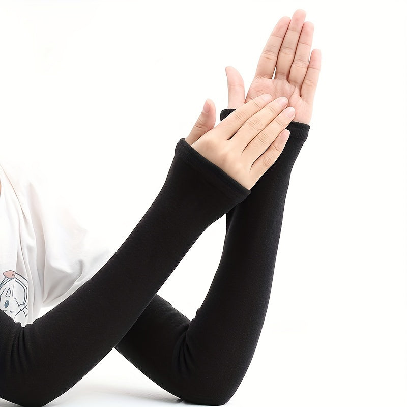 Women's Cashmere Fingerless Gloves Warm Winter Knit Sleeves