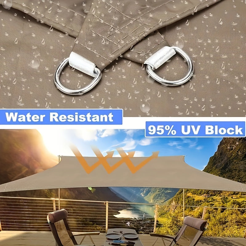 Khaki Outdoor Shade Sail Rectangular UV-Blocking Waterproof Polyester 3x5m