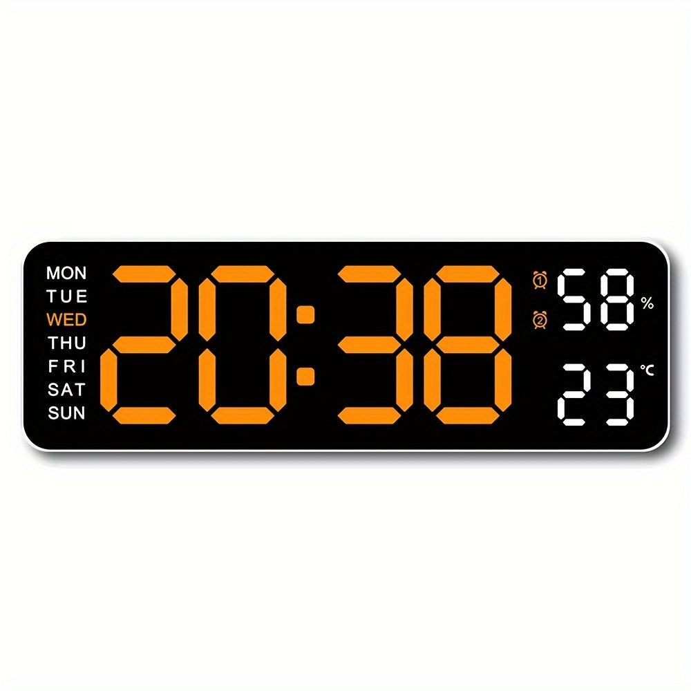 Digital Wall Clock with Temperature Humidity Display Week and Alarm
