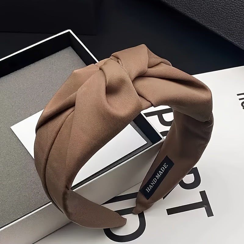 Vintage Bohemian Style Knotted Headband for Women Solid Polyester Hair Accessory