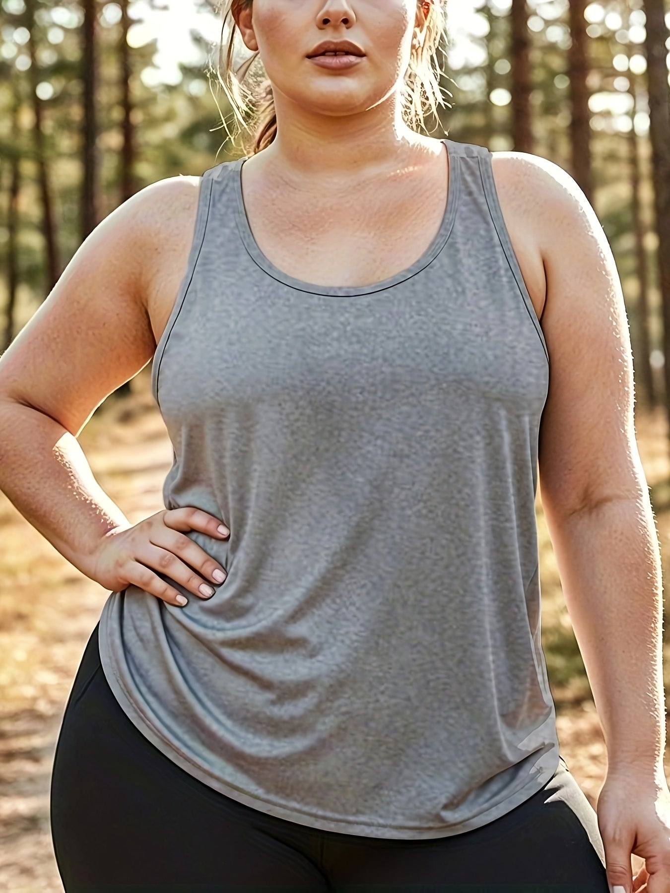 Plus Size Women's Sleeveless Tank Top Breathable Elastic Fit for Yoga Workout