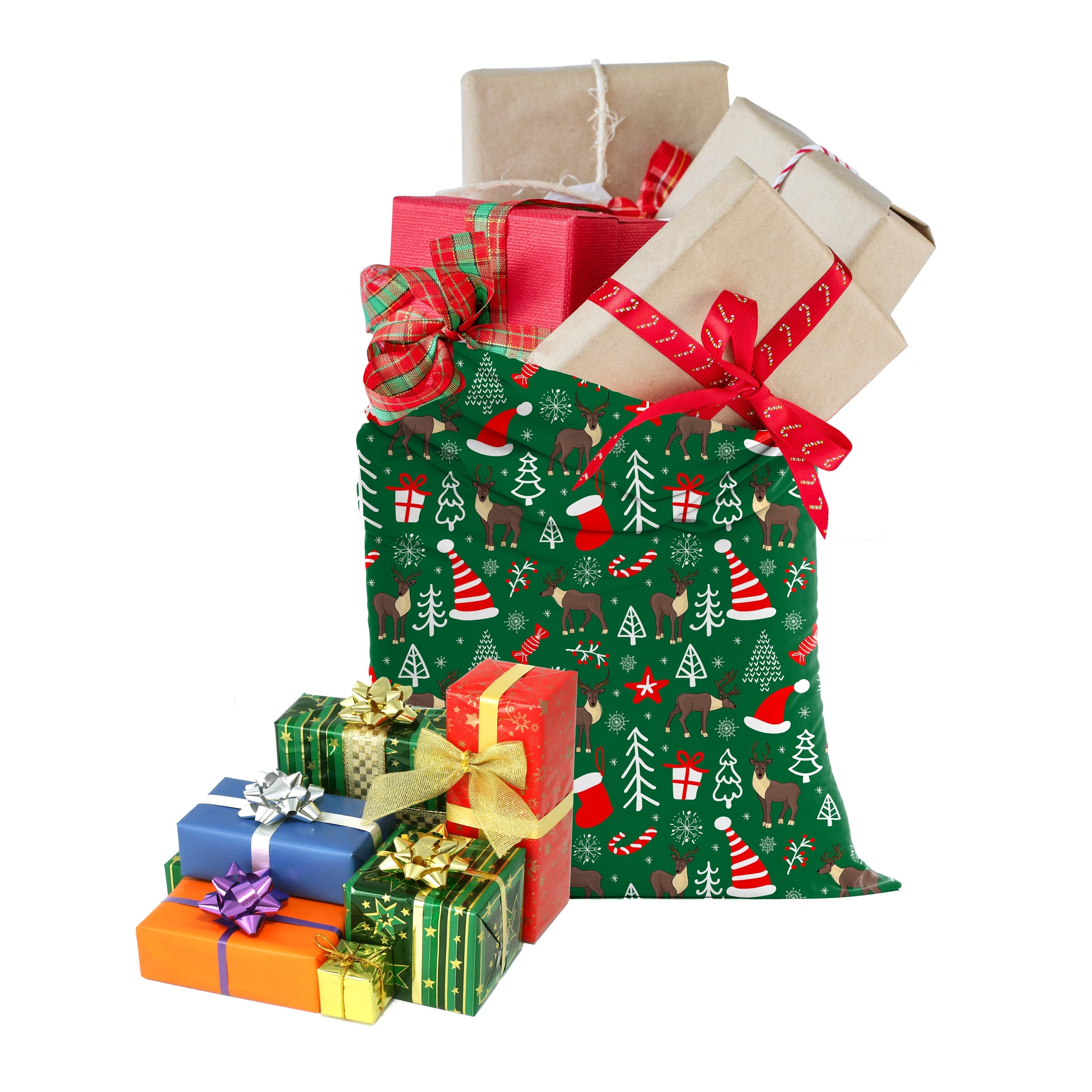 Fabric Gift Bag with Drawstring Closure for Christmas Valentine's Day Holidays and Laundry