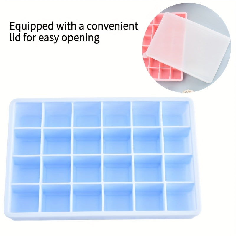 Silicone Ice Cube Tray Mold with Lid 15/24 Square Grids BPA-Free
