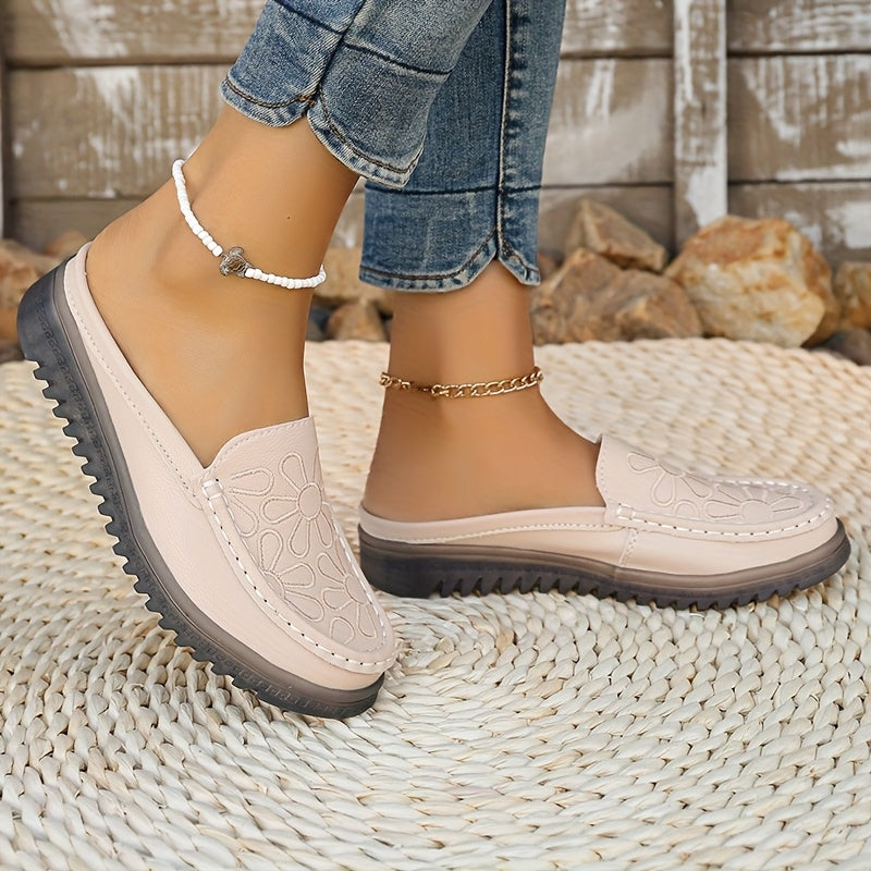 Women's PU Slip-On Loafers Casual Shoes All-Season Flat Heel