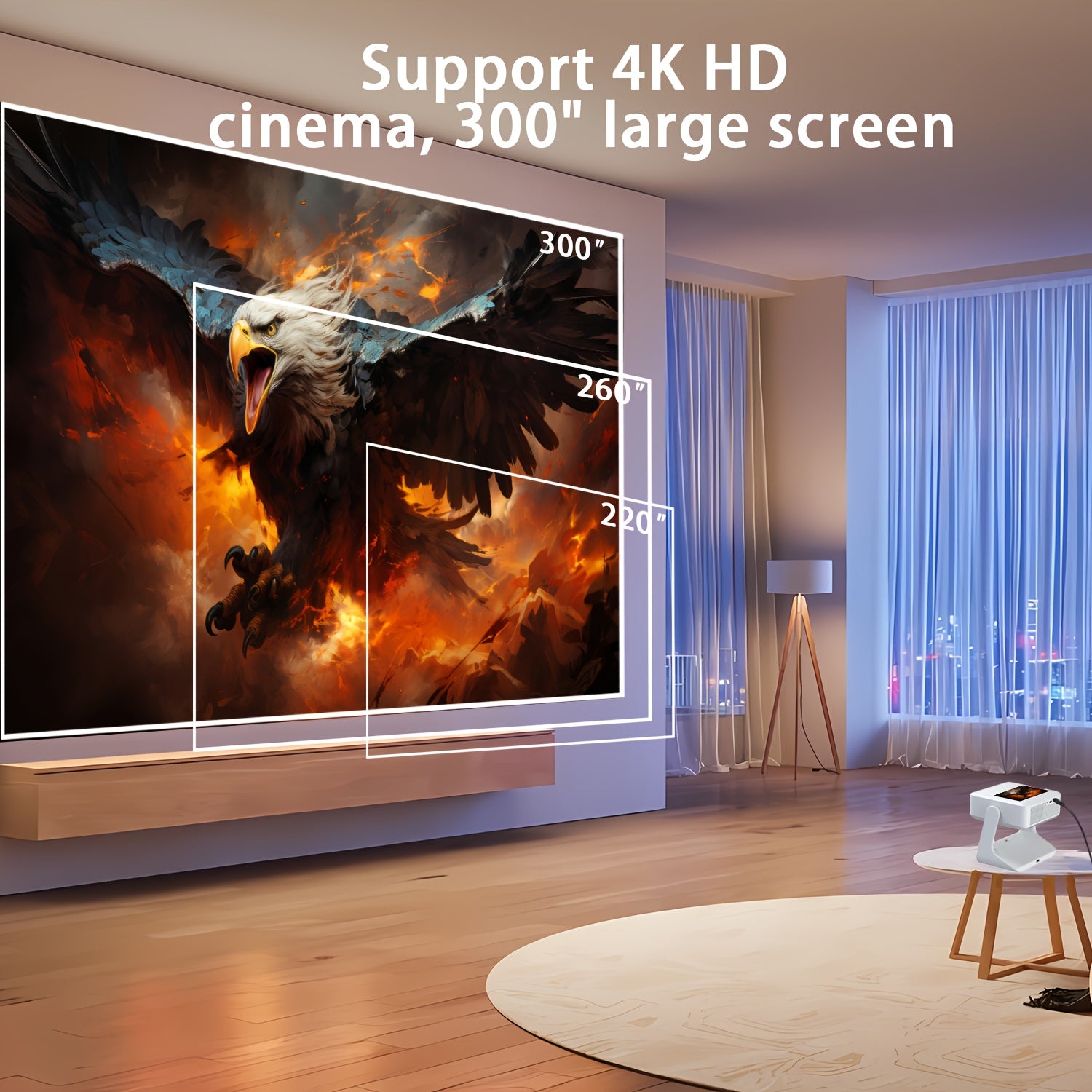 Проектор для домашнего кинотеатра 1080P 4K с поддержкой, сенсорный экран 8 дюймов, WiFi 6