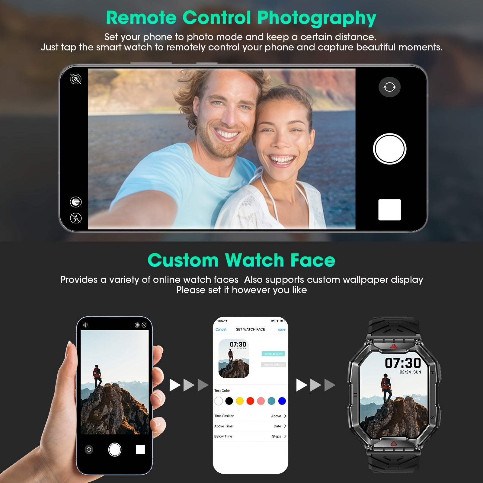 Aqlli soat 2.1 dyuym AMOLED fitness izlovchi uzoq batareya va sport rejimlari bilan