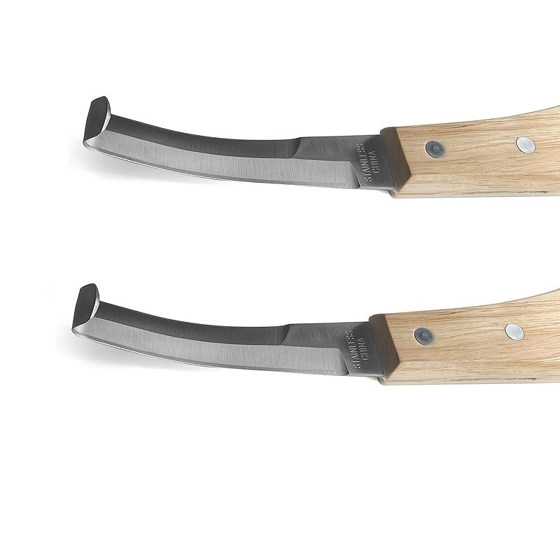 Hoof Knife Set with Double-Sided Blades and Wooden Handles for Horses 2 or 3 Pieces