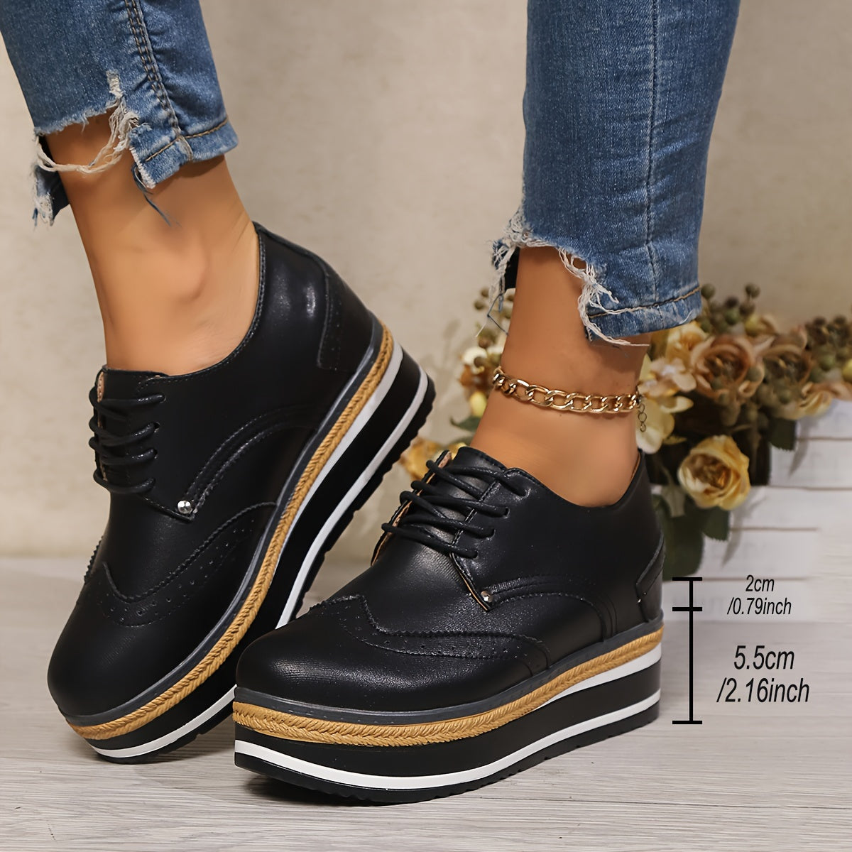 Women's Wedge Loafers Leather Comfortable Elegant Shoes