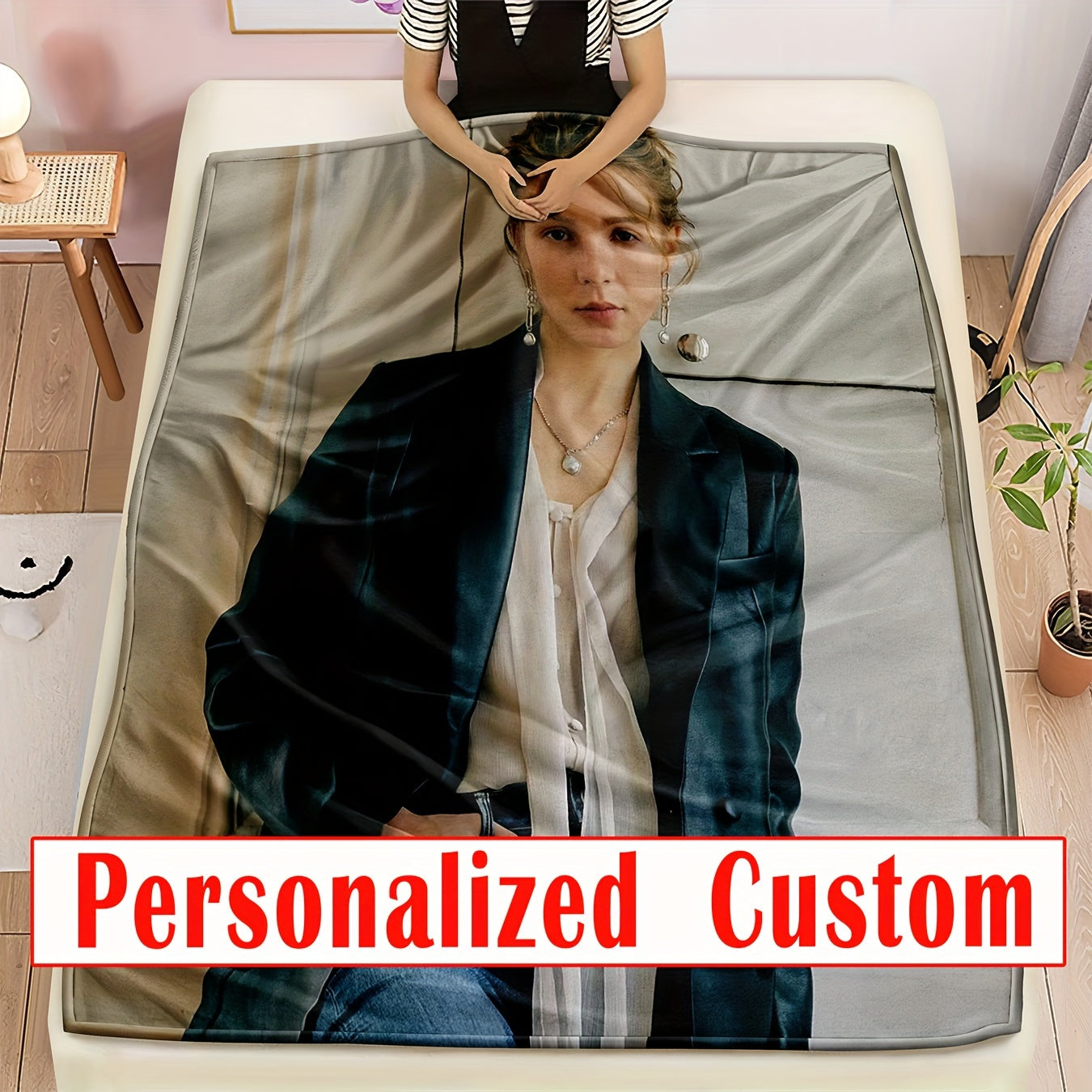 Одеяло из фланели на заказ с вашим собственным фото и текстом - реверсивный микрофибровый плед для всех сезонов, легко чистится, персонализированная цифровая печать для Рождества, Хэллоуина, дней рождения и свадеб - включает 1 одеяло