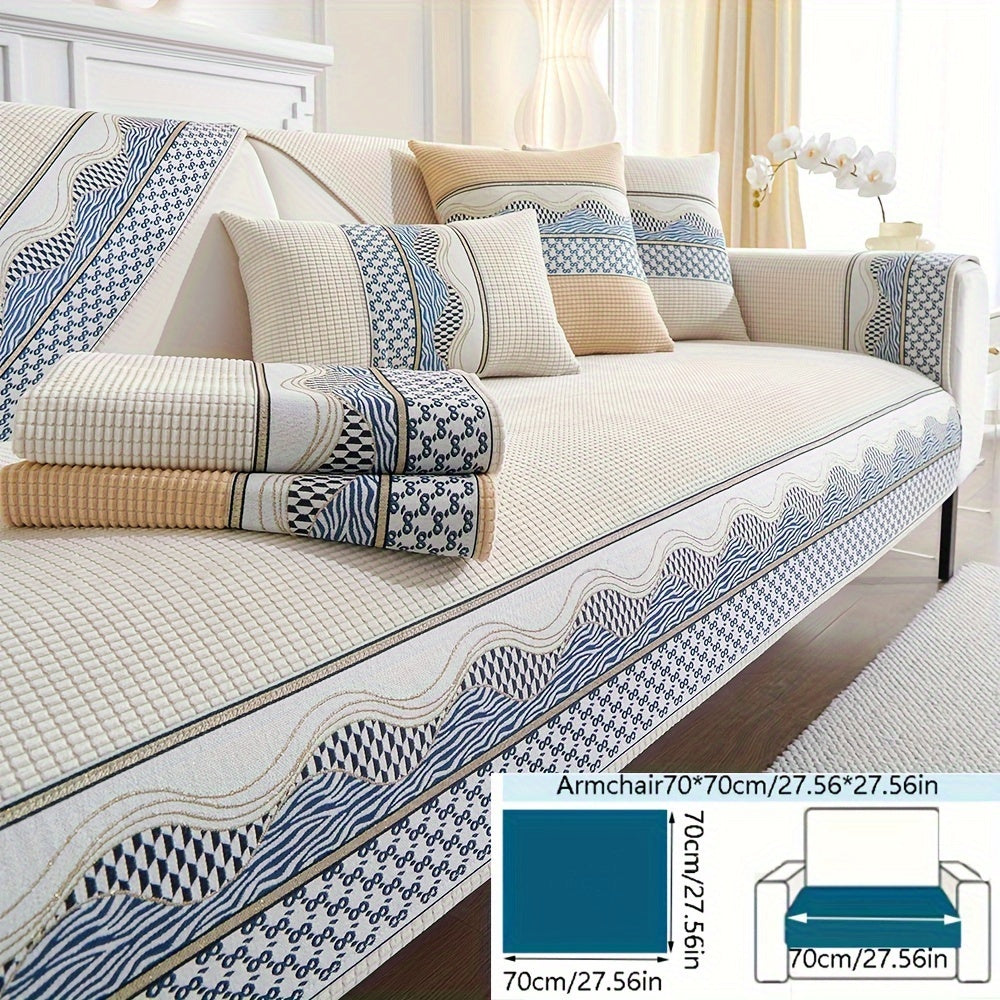 Velvet Sofa Cushion Cover Non-Slip Pet-Friendly All-Season Protecting Armchair Loveseat 3-4 Seater