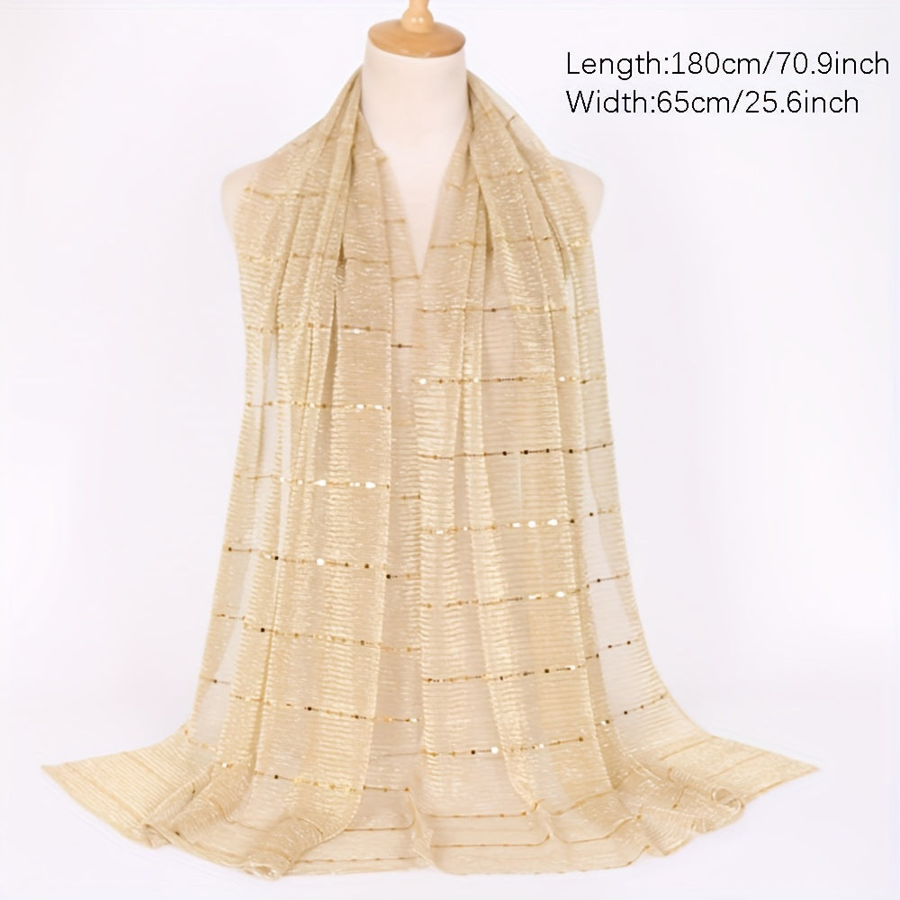 Women's Breathable Silver Metallic Shawl in Solid Color