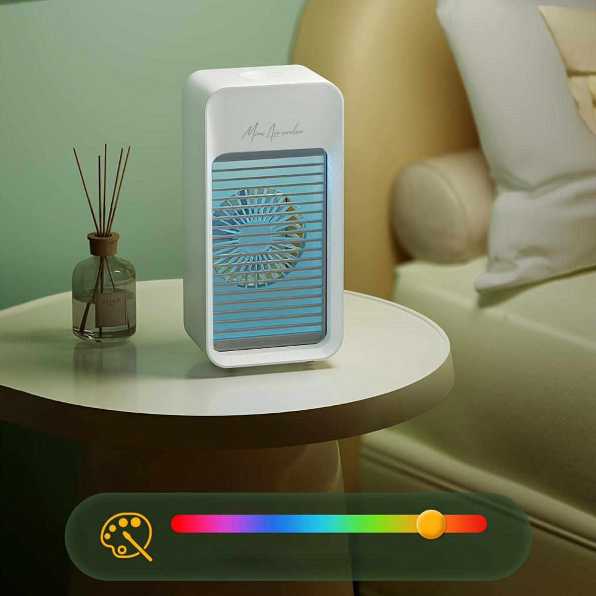 Portable Evaporative Air Cooler Fan with 4 Speeds Quiet Humidifier USB Battery Powered Rechargeable Lithium Adjustable Head for Home Office Camping