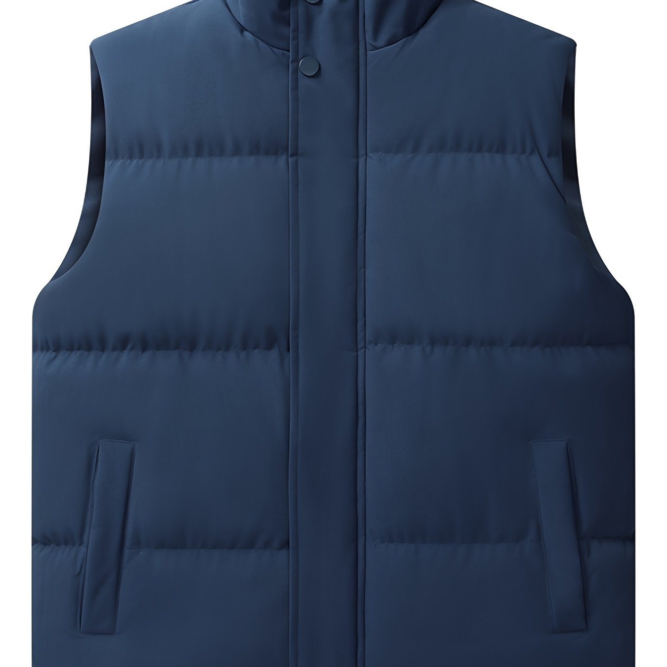 Men's Plus Size Casual Padded Vest with Stand Collar Loose Fit for Fall Winter