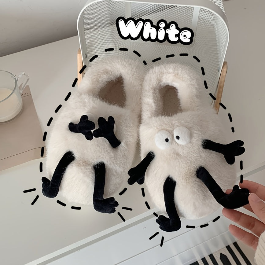 Uniseks peluş multfilmli mo'ynali yopish uchun uy ichki chanoq poyabzal, sirpanmaydigan, yumshoq taglik