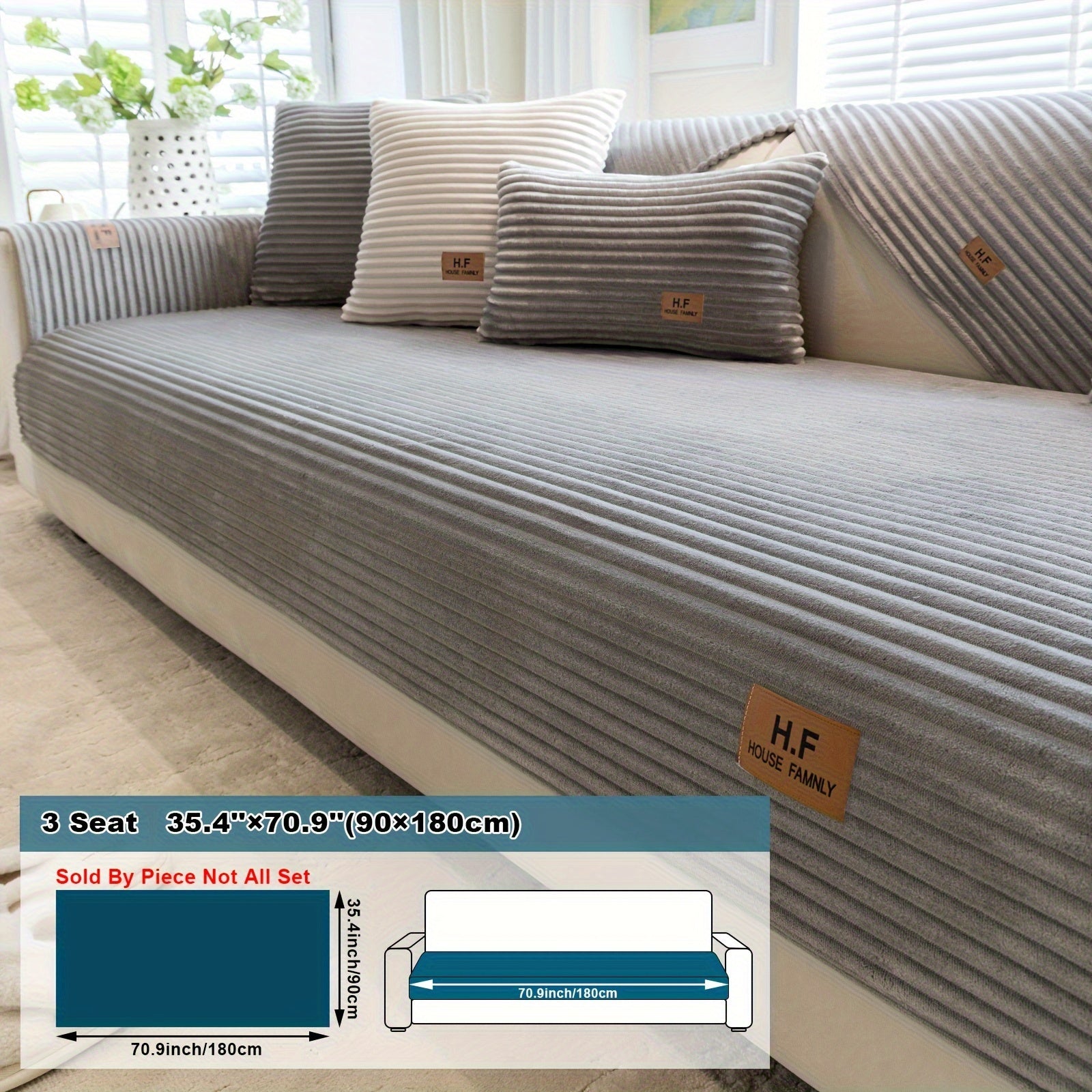 Zamonaviy chiziqli divan qoplamasi qalin flanel matodan tayyorlangan, hayvonlar uchun qulay va sirpanmaydigan. 1 dan 4 o'rinli divanlar uchun mos, yumshoq va mashinada yuvish mumkin. Uy va ofis bezatish uchun mukammal.