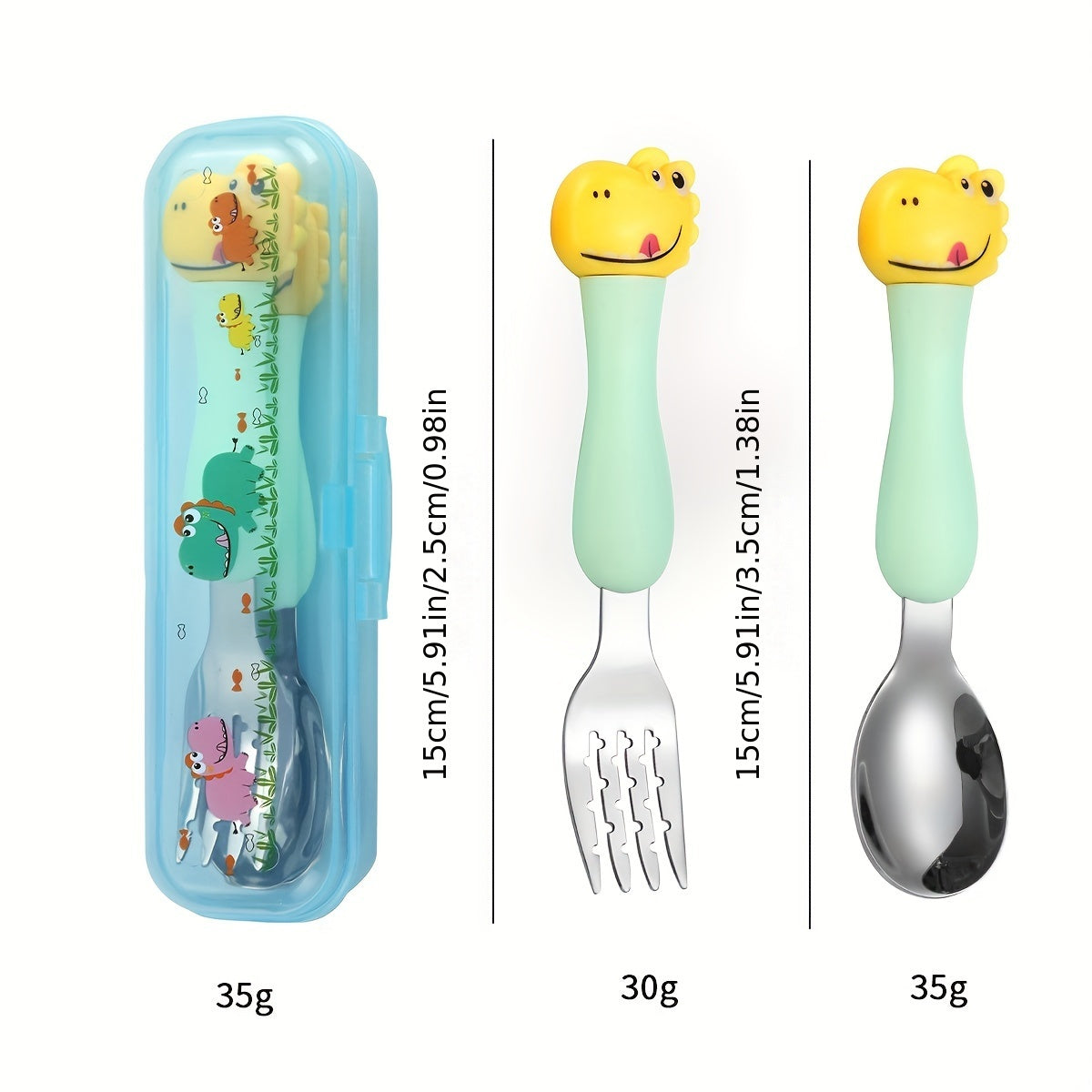 Children's Dinosaur Dinnerware Set Stainless Steel Fork and Spoon for Kids