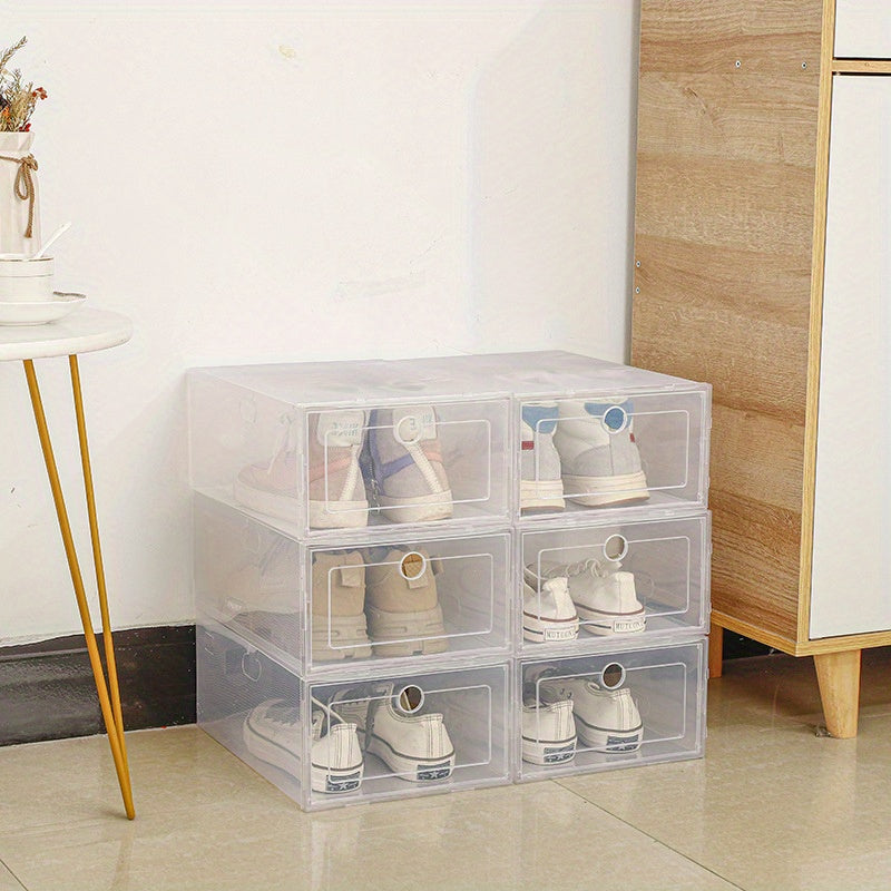 Foldable Transparent Plastic Storage Boxes with Round Holes for Shoe Organization