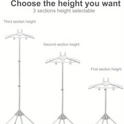 Soporte portátil para vaporizar ropa con altura ajustable y clips para planchar