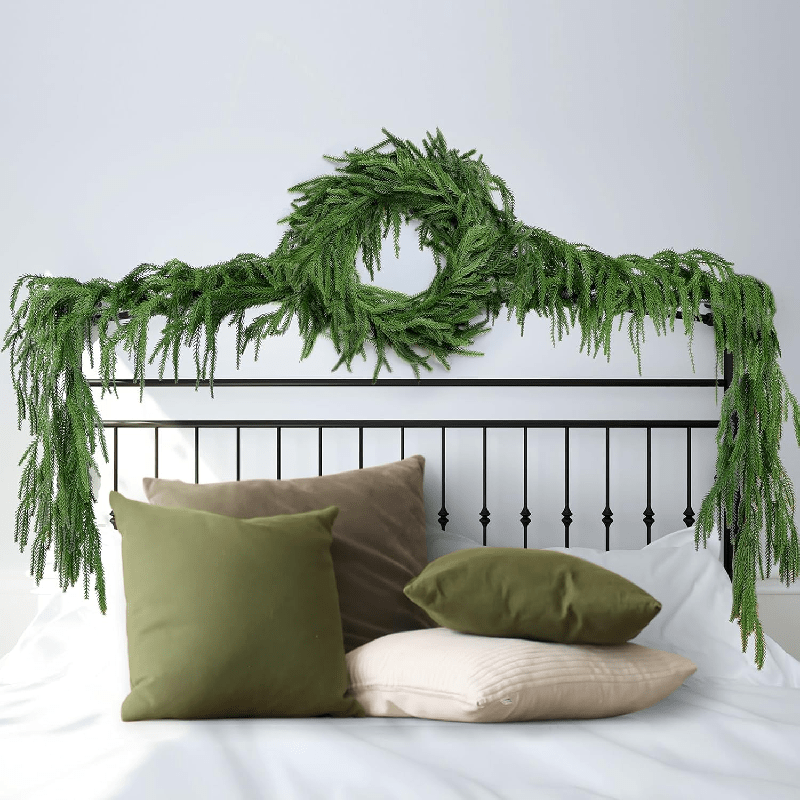 182.88cm sun'iy Norfolk pine garlandi, sedar yashil o'simliklar bilan, ichki va tashqi Rojdestvo bezaklari