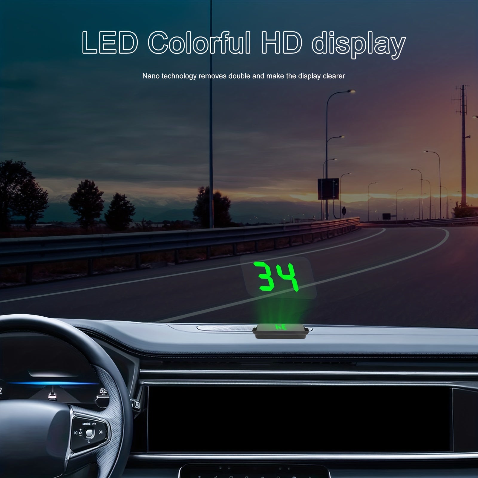 Ko‘p funksiyali LCD Head Up Display Transport tezligi o‘lchagichi MPH KM/H