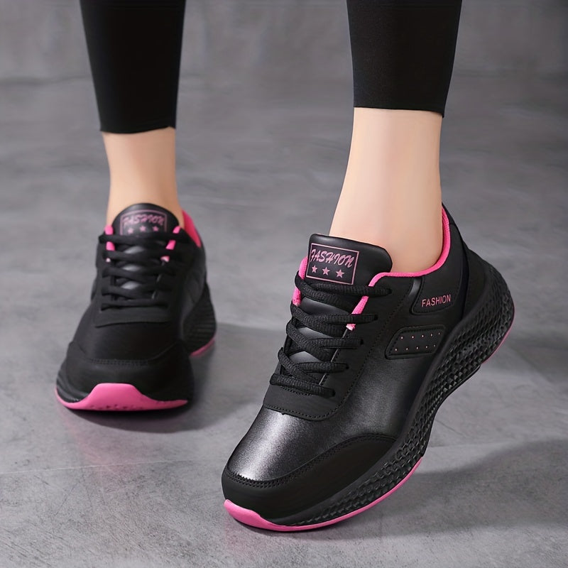 Women's Water-Resistant Microfiber Running Shoes Low Top Lace-Up Solid Color