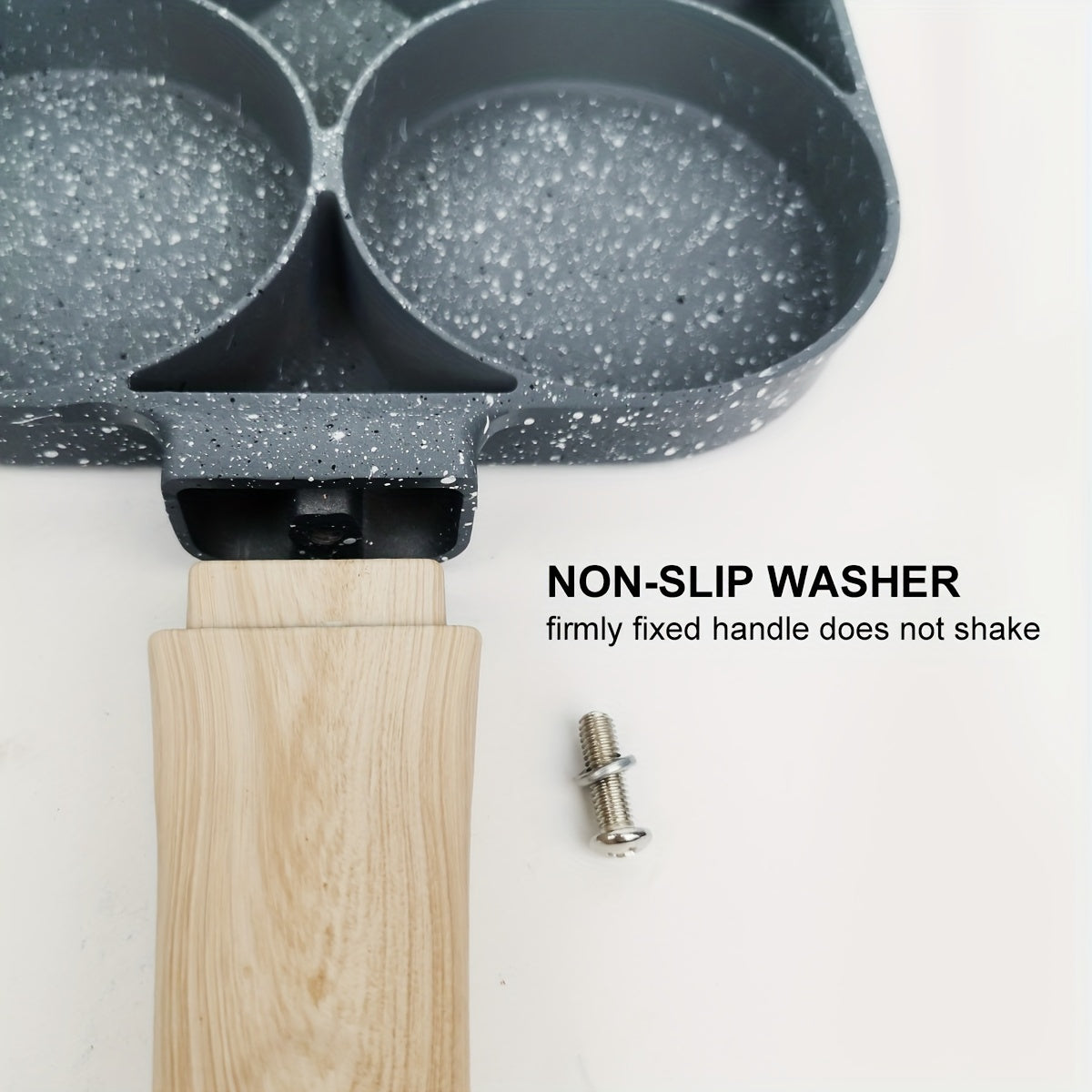 Non-Stick Egg Pan with Wooden Handle 4-Cavity Aluminum Dishwasher Safe