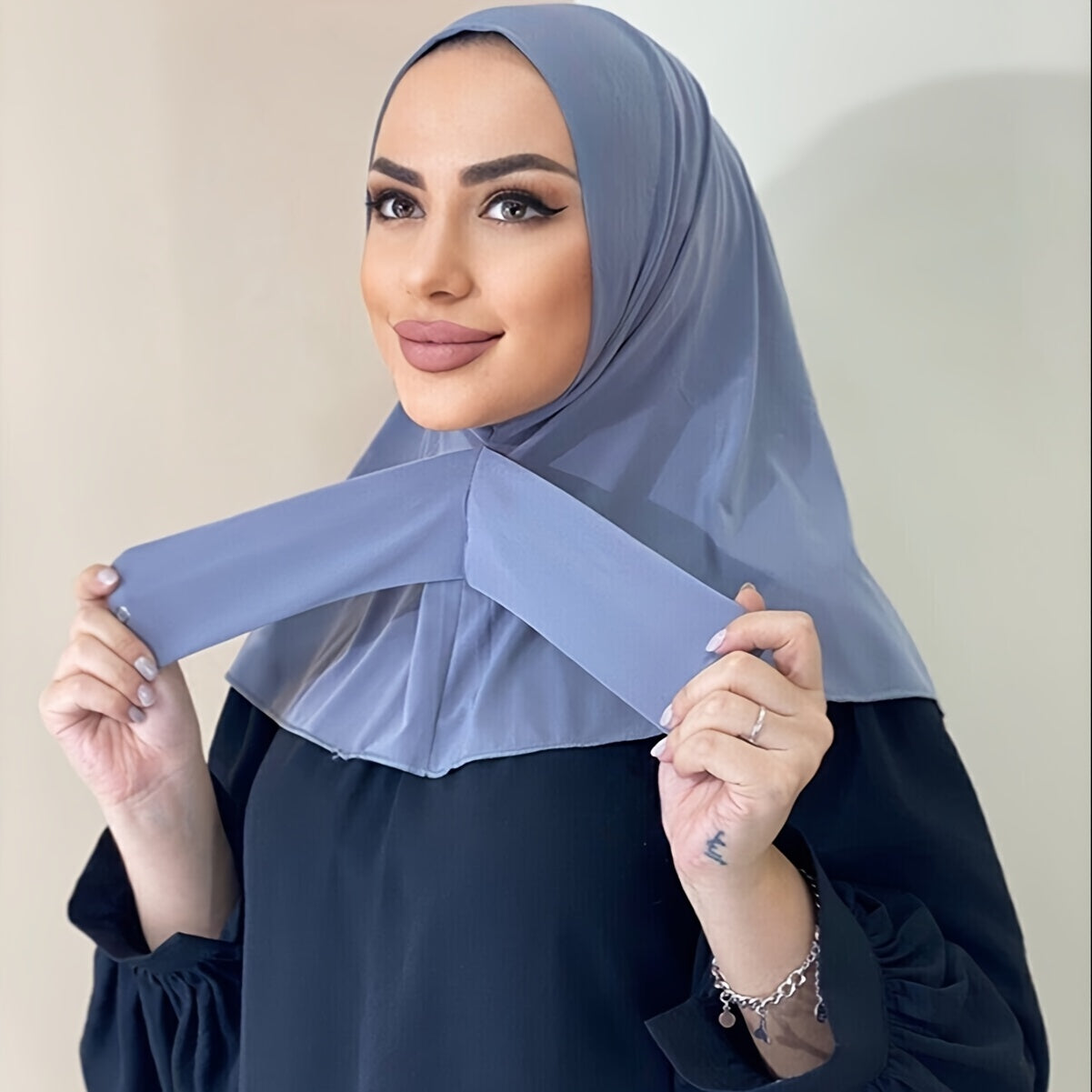 Modest Hijabs Elastic Full Coverage Shawl Headscarf Ramadan Muslim Ladies Neck Prayer Wrap