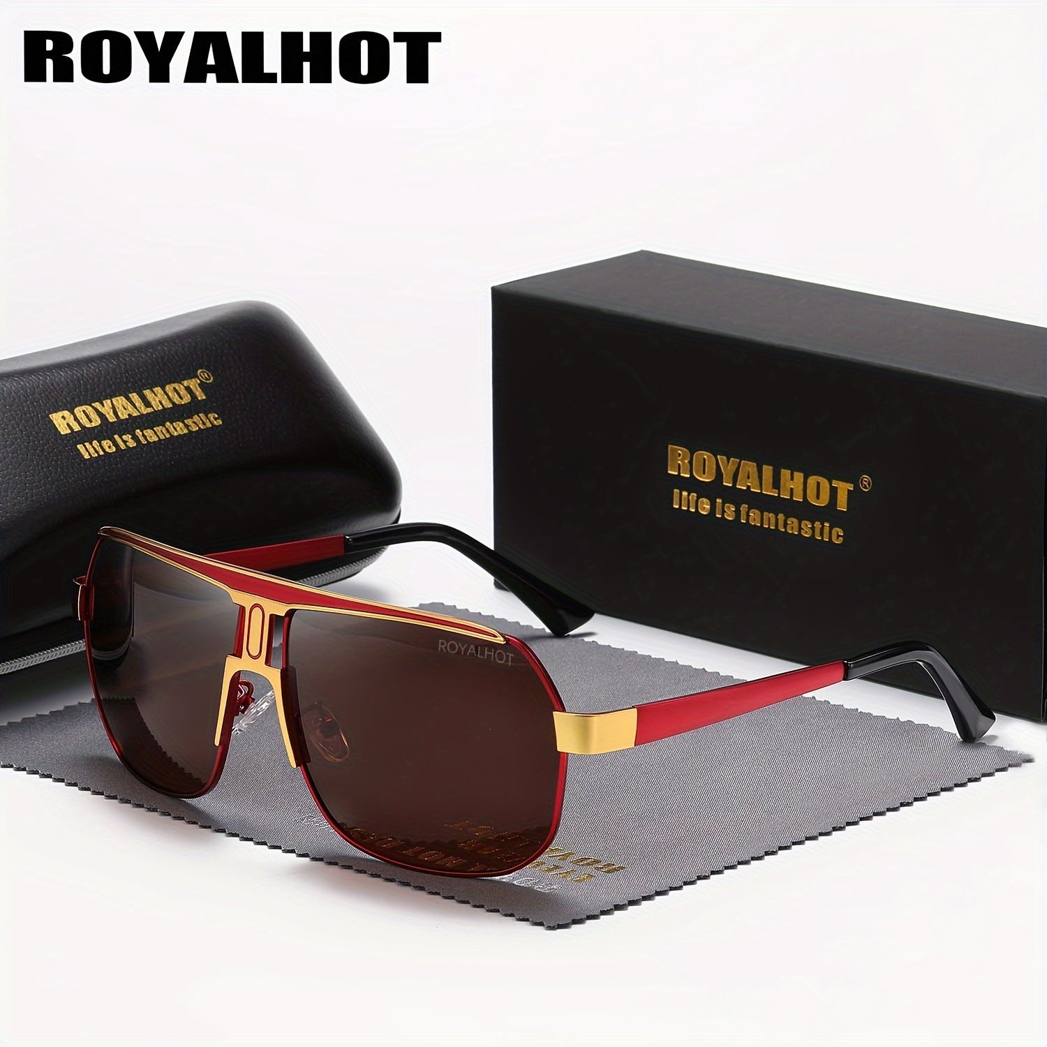 Unisex Metal Polarized Sunglasses Large Frame for Driving and Gifts