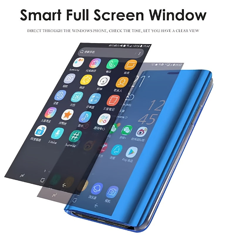 Shockproof Mirror Flip Phone Case for iPhone Models with Stand and Lens Protection