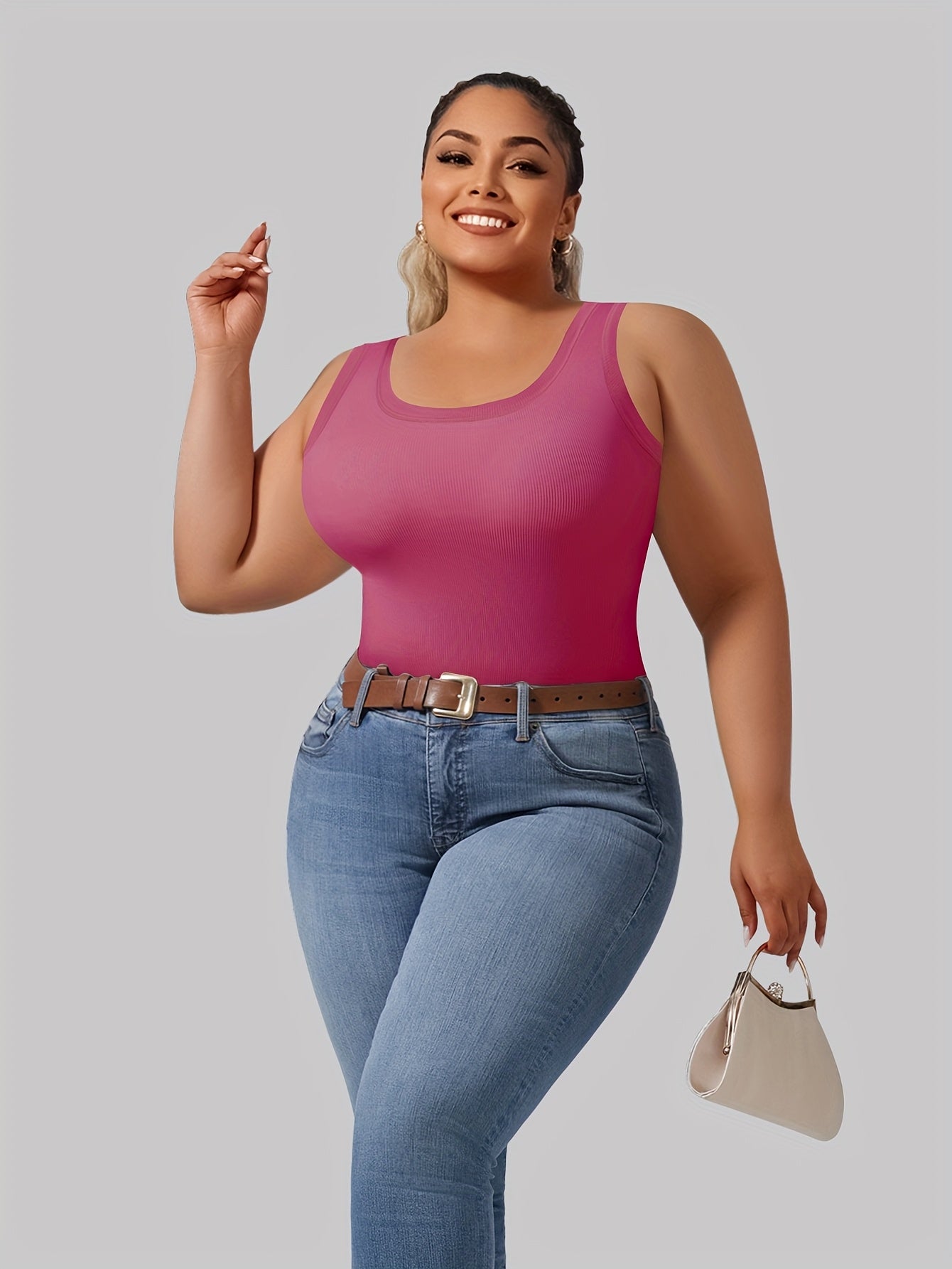 Women’s Rib-Knit Sports Bra and Tank Top 2-in-1 Solid Polyester Elastane Sleeveless Workout