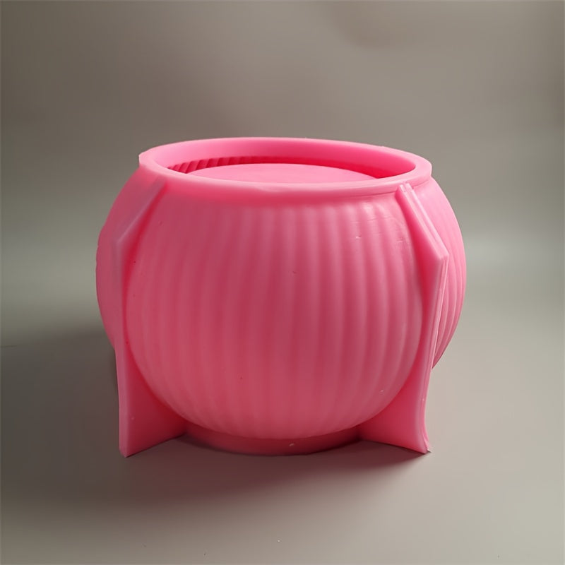 Silicone Mold for DIY Candle Holders and Storage Boxes Durable Striped Design for Concrete Gypsum Resin Crafts