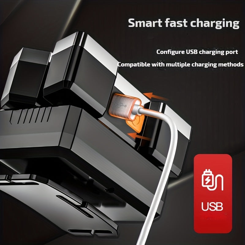 USB Rechargeable Headlamp with 5 LEDs, Dimmable, Hands-Free, Outdoor Camping Fishing Hunting