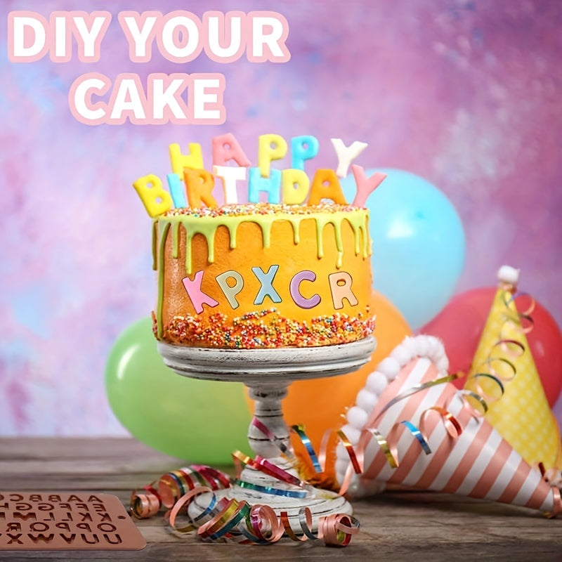 Set of 2 Non-Stick Silicone Chocolate Letter and Number Molds for Cake Decorations