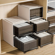 Transparent Stackable Plastic Storage Drawer with Wheels for Clothes Toys Snacks and Books