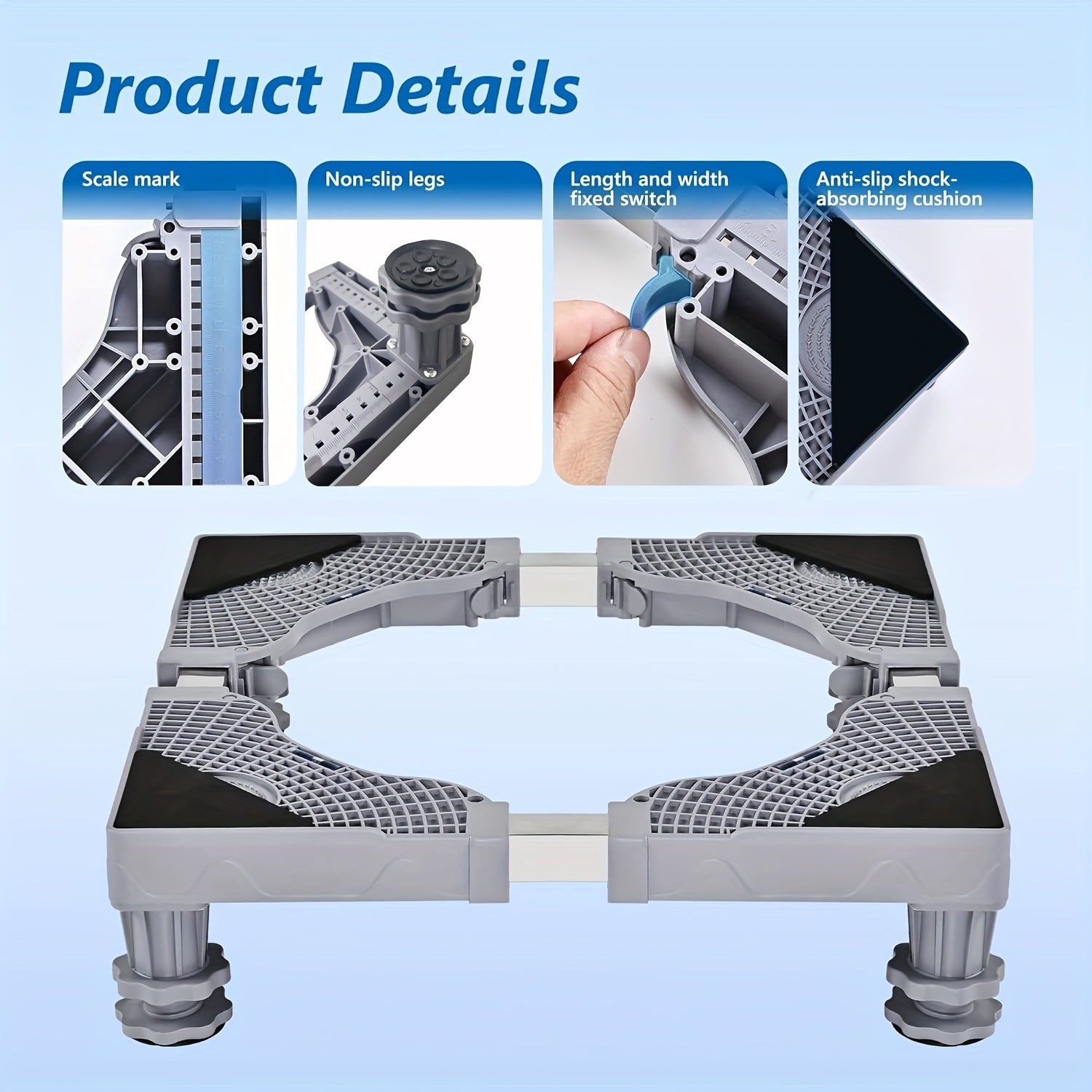 Adjustable Mini Fridge Stand with Four Feet Laundry Dryer Pedestal