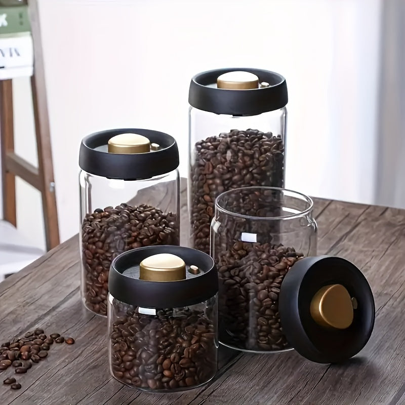 Airtight Glass Food Storage Container Round Canister for Nuts and Grains