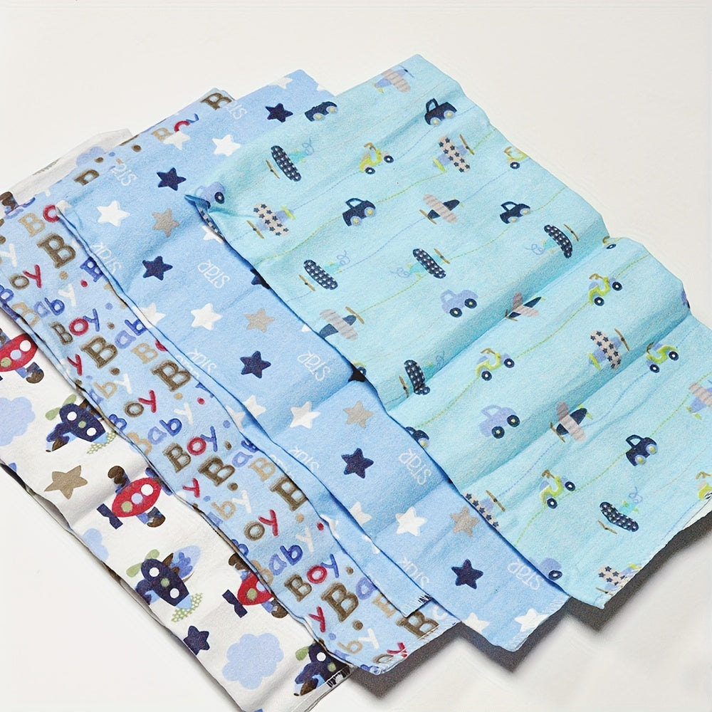 Set of 4 Cotton Flannel Swaddle Blankets for Baby, 76cm Square, Home Decor and Gift