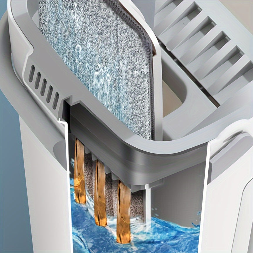 "Qo'l bilan ishlatmasdan yuvish uchun tekis pol mopi va chelak to'plami - Yog'och, laminat, plitka va yog'och pollarni tozalash uchun mukammal - Chang olib tashlash mopini o'z ichiga oladi, quruq va nam foydalanish - Zarur tozalash asbobi"