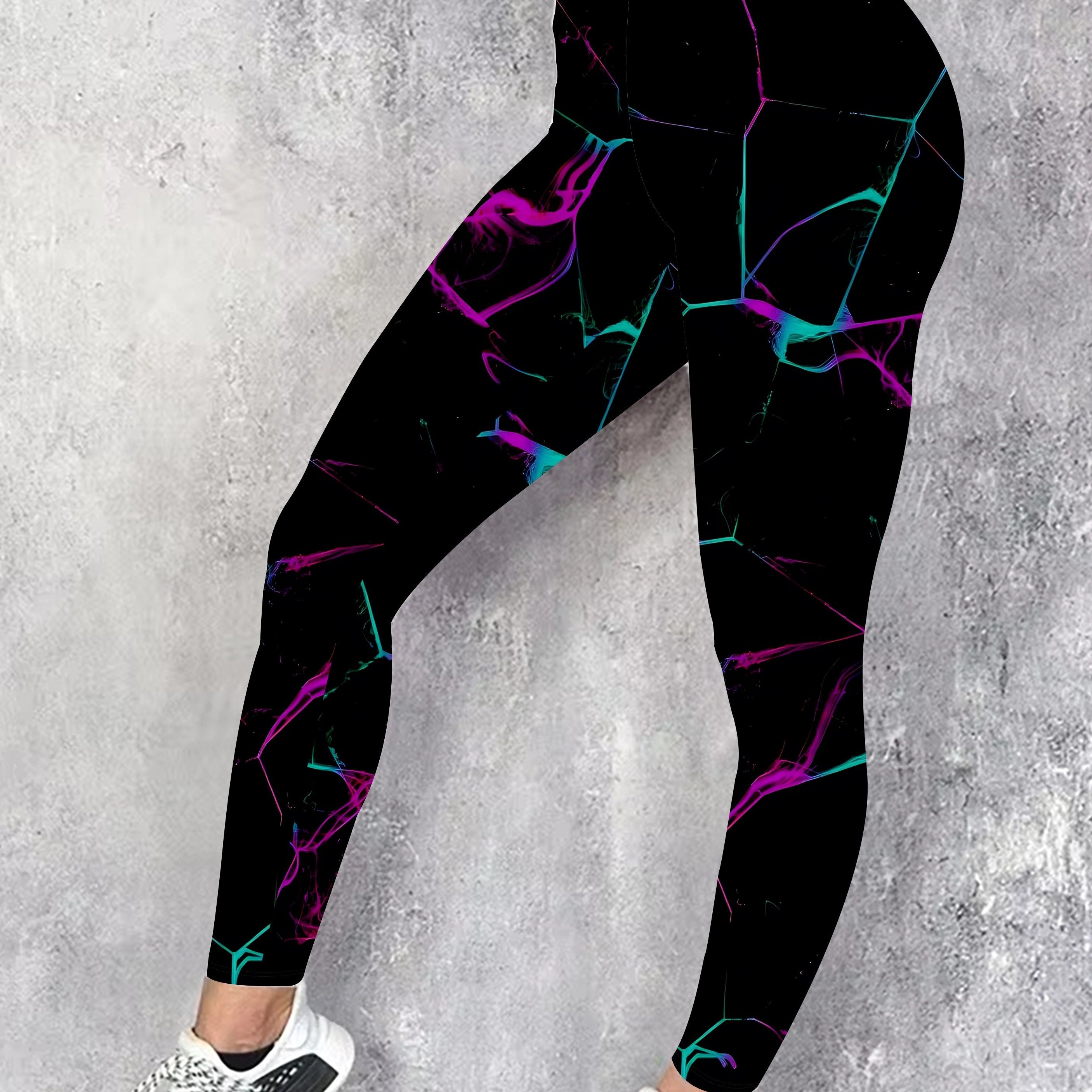 Leggings de talla grande con estampado floral y cintura alta para mujer poliéster casual para todas las estaciones