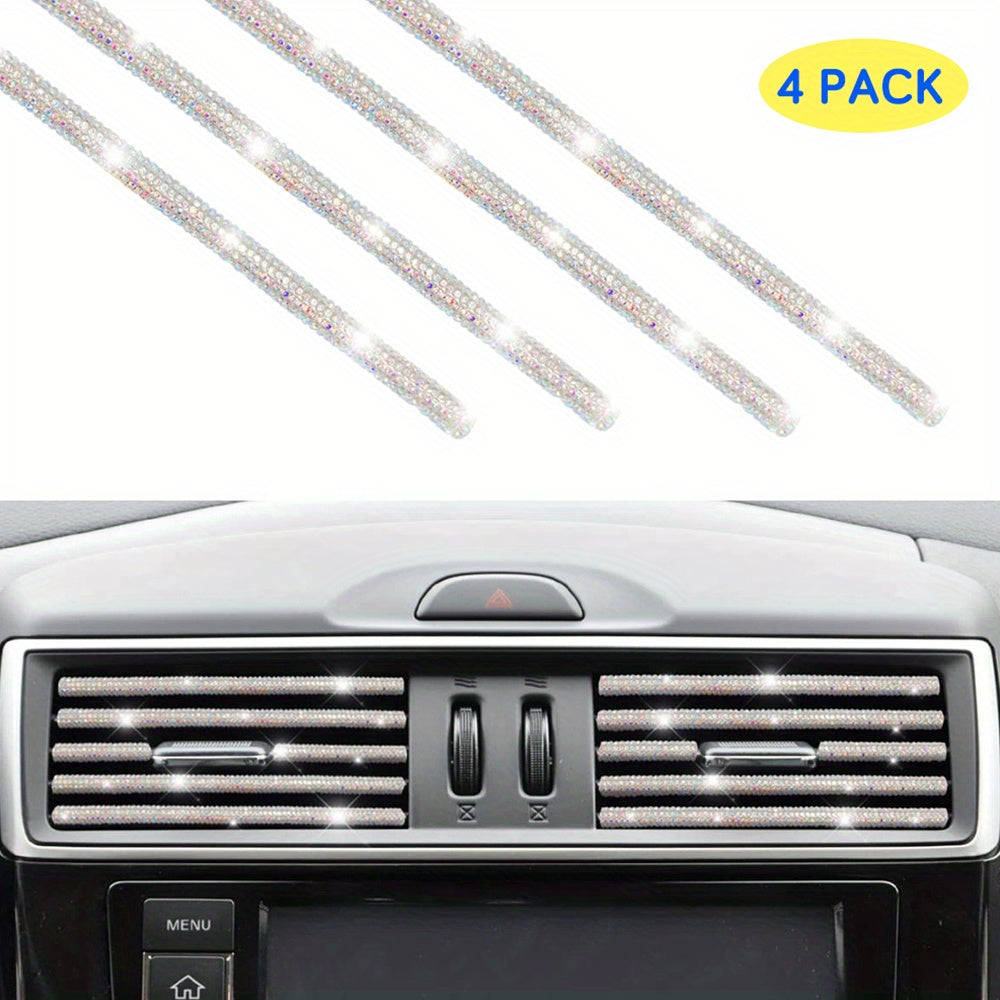 Women Bling Car Air Vent Trim Rhinestone Interior Decoration 4Pcs