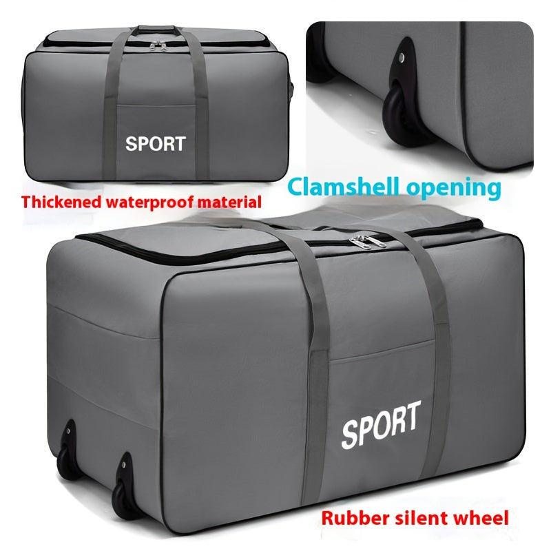Extra Large Waterproof Storage Bag with Silent Wheels and Zipper Closure for Travel and Dorm Storage
