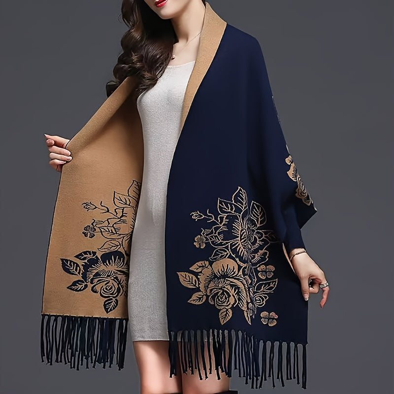 Women's Vintage Wool Shawl Coat for Autumn Winter Warm Stylish Cheongsam Alternative