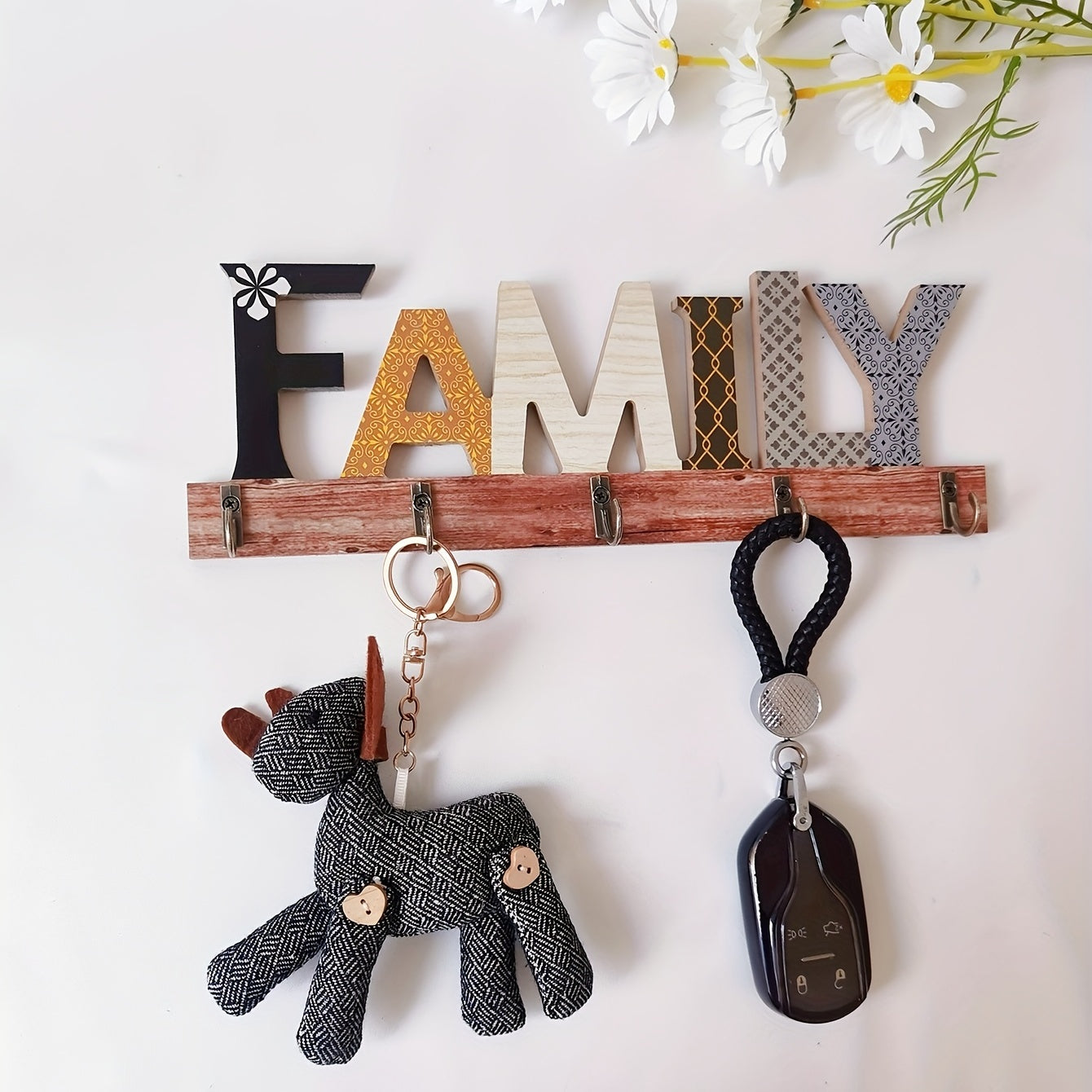 Letter Design Wall Key Holder for Door Hat Bag Housewarming Gift