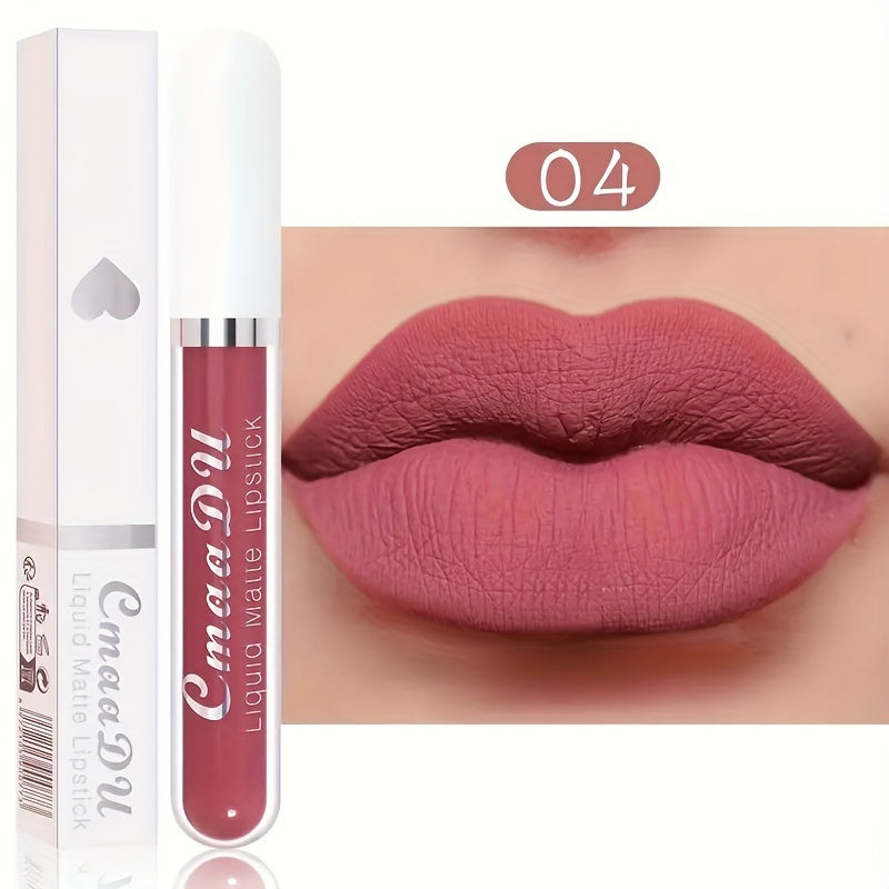 Labial líquido mate impermeable para mujer, 18 colores, hidratante, de secado rápido
