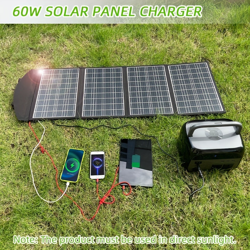 Portable 60W Solar Charger Foldable with Dual USB Fast Charging for Phones and Tablets